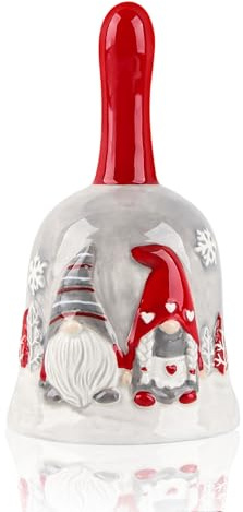 Campana Navidad, Himissy Campana Navideña, 14 x 8 x 8 cm, Campanilla de Porcelana, Navidad Decoración, para Mesas en Casa, Restaurantes y Bares (B)