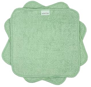 MuslinZ Wipes Bamboo Cotton Terry Wipes 20x20 cms Face Cloth Washable reuseable Baby Wipes Eco-friendly (Sage Green)