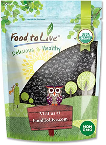 Food to Live Organic Dried Blueberries, 2 Pounds Non-GMO, Whole Berries, Lightly Sweetened, Coated with Sunflower Oil, Kosher, Vegan, Unsulfured, Bulk. Rich in Antioxidants. For Snacking, Baking.