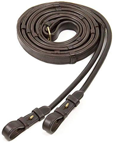 Schockemöhle Trensenzügel mit Zaumhaken rundgenäht, Beschläge:Messing, Schockemöhle:braun