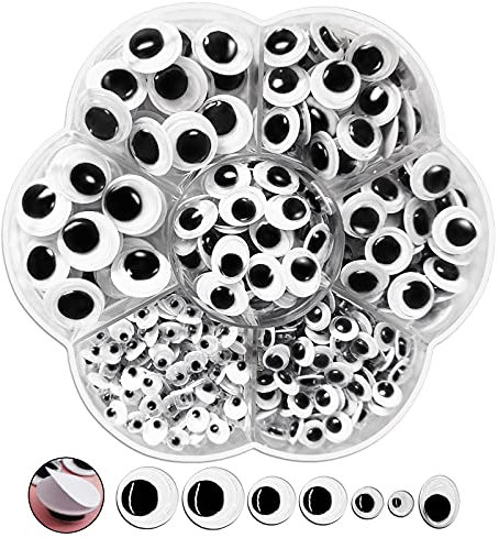 FANGZIDM 400 Stück Selbstklebende Wackelaugen 5mm -12mm Mobile Augen ​für DIY Scrapbooking Spielzeuge Zubehör