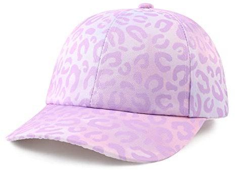 Girls Baseball Cap Kids Cute Sun Hat Adjustable Trucker Hats Toddler Rainbow Floral Ponytail Caps Spring Summer (Purple Leopard, 4-8 Years)