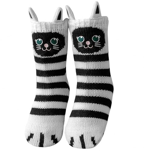 ZFSOCK Calcetines Antideslizantes Zapatillas Mujer: Invierno Suaves Térmicos Gruesos Calentar Divertidos Pantuflas Andar De Estar Por Casa Cumpleaños Navidad Graciosos Regalos Para Madres 1 Par 35-41