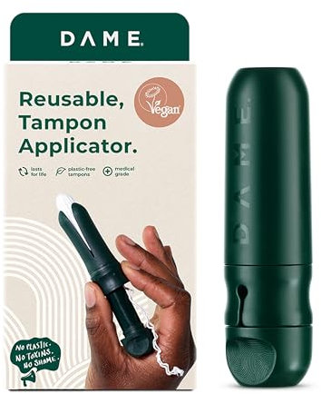 DAME Reusable Tampon Applicator | No Boiling Required, Self-Sanitising Technology | Includes 3 Toxin-Free Organic Cotton Tampons | B Corp, Eco-Friendly, Sustainable Period Care | Reduce Plastic