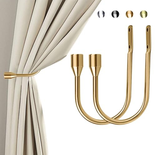 ALEENFOON 2 Cortina Tieback Hook Metal en Forma de Abrazadera Trasera Gancho para Alzapaños y Ganchos de Cortina Accesorios Decorativos Atar Cortinas Soporte(Oro)