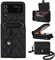 XIZYO für Samsung Galaxy Z Flip 4 Leder Crossbody Brieftasche Klapphülle mit Verstellbarem Abnehmbarem Umhängegurt, für Frauen Mädchen Niedlich Luxus Handyhülle mit Kartenhalter, Schwarz