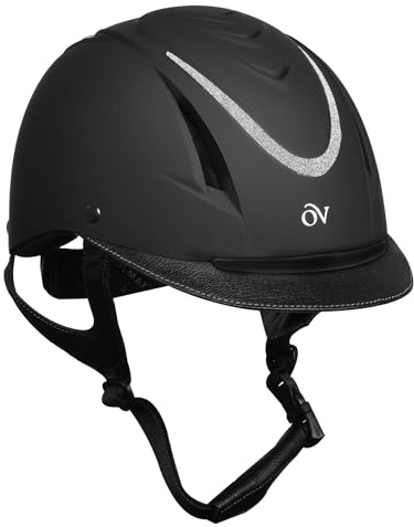 OVATION Adult Z-6 Glitz II Riding Helmet - Durable Adjustable Equestrian Safety Helmet w/Removable Liner & High-Flow Vents, Black Glitter Silver, XX-Small/X-Small