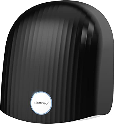 interhasa! Automatischer Handtrockner Infrarotsensor Handtrockner für Badezimmer zu Hause, Extra Leise, geräuscharm (40 db), Wandmontage Handtrockner, kompakte ABS-Abdeckung 1200W（Schwarz）