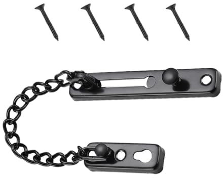 Chaîne De Porte De Sécurité,Chaîne De Porte, Chaîne De Sécurité De Porte, Serrure De Chaîne De Sécurité En Acier Fermoir De La Chaîne De Porte Antivol Gardien Fenêtres(Noir)