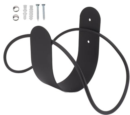 Aramox Support de Cintre pour Tuyau D'arrosage, Supports de Support de Tuyau D'arrosage en Acier Inoxydable, Support de Rangement pour Tuyau D'arrosage, Crochet Mural pour Tuyau (Black)