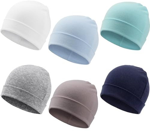 DRESHOW 6 PCS Bebé Beanie Sombrero para Unisex Gorro de Recién Nacidos Niño Pequeño Sombrero Hospital Cálido para Bebés Niños y Niñas de 0-6 Meses
