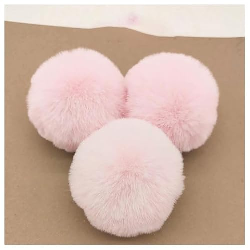 BrightGlow - Pompon in pelliccia sintetica, 8 cm, morbidi pompon per il fai da te, grandi palle pompon in pelliccia sintetica per cappelli, berretti e borse, rosa chiaro, 10 pezzi