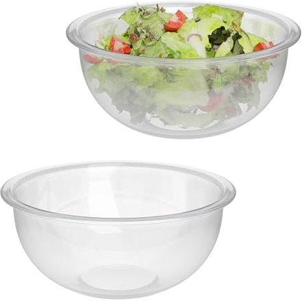 Relaxdays Cuencos Cristal Ensalada, Set 2, 2,4 L, Ensaladera, Recipiente para Mezclar, Bol Redondo Vidrio, Transparente