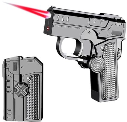 VIPAVA Briquet Portable Pliable, Flamme à Jet Coupe-Vent, Butane Rechargeable, Multifonction 5 en 1 for Bougie de Camping, Cadeau for Homme (sans gaz)(Black)