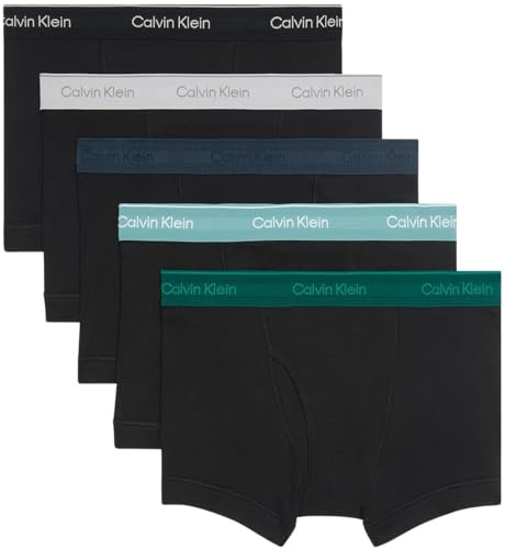 Calvin Klein Calzoncillos bóxer Pack de 5 Hombre Trunks con Logotipo en la Cintura, Multicolor (Black Bodies W Ink/Zoni Beach/Turf/), S
