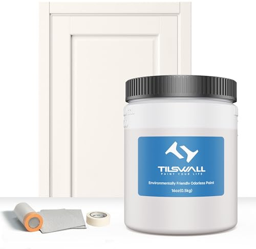 Tilswall Barniz Madera para Pulverizador de Pintura,Ecológico,Pintura para Muebles para Gabinete,Metal,Bricolaje, a Base de Agua, No Tóxico y Sin Olor, Fácil de Aplicar (Color marfil), Pint 16 Oz,W150