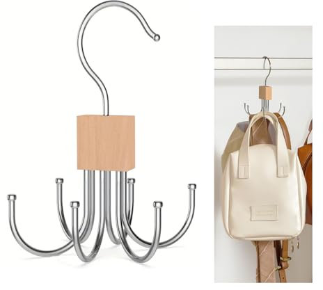 HARY Belt Hanger for Wardrobe - 6-Hook Rotating Belt Organiser & Scarf Hanger, Space-Saving Closet Storage for Ties, Bags, Hats