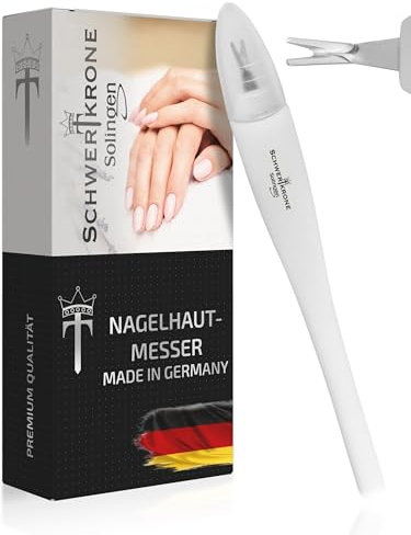Schwertkrone® Nagelhautmesser Nagelhautentferner mit V-Klinge Solingen Nagelhautentferner Cuticle Cutter mit Schutzkappe - Made in Germany