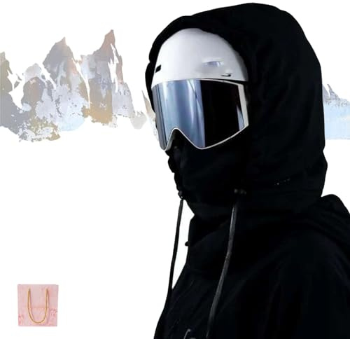 Passamontagna impermeabile foderato in pile, 3 in 1, passamontagna da sci, cappello con coulisse, copertura invernale calda per viso e collo, Nero , Taglia unica