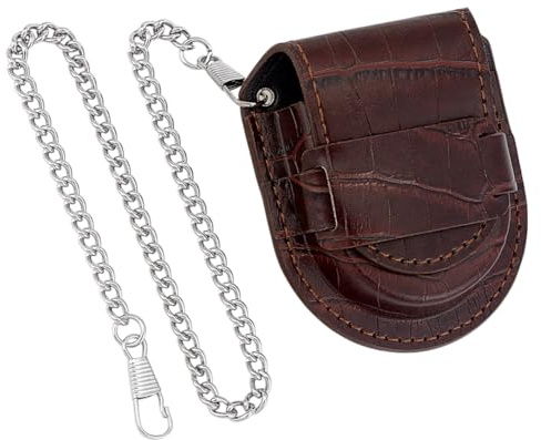 PH PandaHall Estuche de viaje para reloj de bolsillo, estilo vintage, organizador de relojes de bolsillo, funda para reloj con cadena, piel sintética, bolsa de cintura, caja de fotos para regalo de