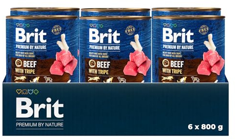 Brit Premium av Nature nötkött & våttfoder för vuxna hundar, komplett mat, 6 x 800 g
