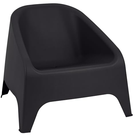 Toomax Poltrona Matera antracite scuro 75,5x78,5x67 cm, poltrona moderna da giardino con design ergonomico in plastica riciclata ideale per uso interno ed esterno, leggera e facile da spostare