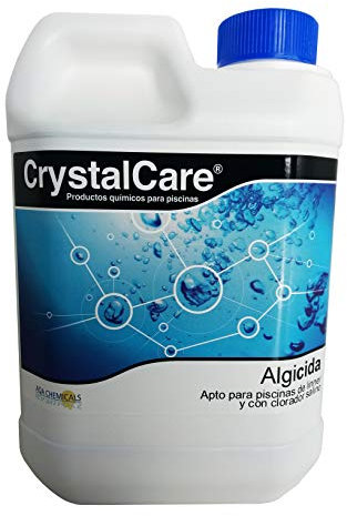 Algicida CrystalCare previene y Elimina Algas en Piscinas, Fuentes públicas, SPAS, Jacuzzis... Antialgas Botella 2 Lt.