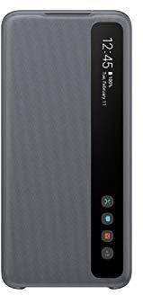 Samsung Clear View Smartphone Cover EF-ZG980 für Galaxy S20 | S20 5G Flip Cover, Handy-Hülle, extra-dünn, stoßfest, Schutz Case, grau - 6.2 Zoll
