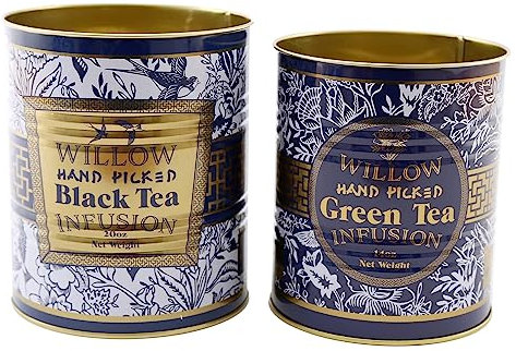 Temerity Jones Retro Storage Tin ~ Decorative Display Can ~ Blue and White