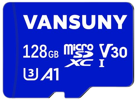 Vansuny Micro SD Card 128GB microSDXC Memory Card with SD Adapter A1 App Performance V30 4K Video Recording C10 U3 Micro SD for Phone, Security Camera, Dash Cam, Action Camera