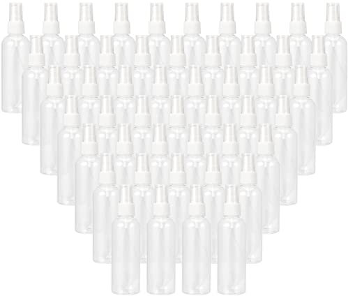 MANCHAP 50 Pack 50ML Plastic Spray Bottles with Caps, Clear Empty Refillable Plastic Bottles, Fine Mist Spray Bottles Mini Travel Size Spray Bottles Containers for Essence, Hair Spray, Toner