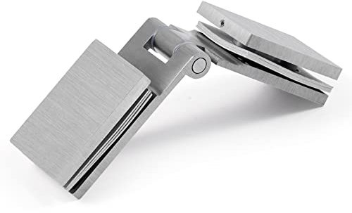 Heavy Duty Shower Glass Door Hinge,Solid One-Piece Precision Cast with 5mm Thick 304 Stainless Steel,for 5/16-1/2 (8mm-12mm) Thick Frameless Bathroom Doors,Glass to Glass Mount,1 pc,Brushed Nickel