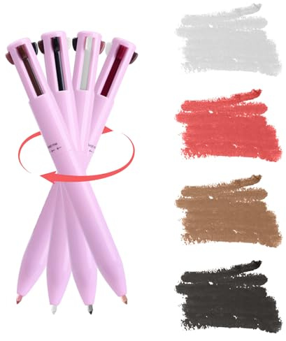 4-in-1-Makeup-Stift, Eyeliner, Brow Liner, Lip Liner & Highlighter-Stift, wasserfester, langanhaltender All-in-One-Makeup-Stift, Eyeliner, Augenbrauenstift, Lippenkonturenstift und Textmarker (#Rosa)