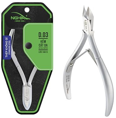 NGHIA Cuticle Nipper - D-03 JAW 16 | Stainless Steel | Durable and Sharp | Ergonomic Design | Grey Plated | Ideal for Salons and Home Use