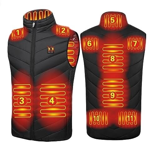 joyvio Electric Heated Vest, Unisex Washable USB Rechargeable Heated Waistcoat Winter Body Warmer Jacket Heated Gilet Coat for Outdoor Activities Men/Women Black (Power Bank Not Included), 3XL