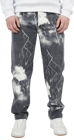 Picaldi® Zicco 472 Flash Jeans | Lös & avslappnad passform | morotsbyxor | lediga och löst skurna | mönster, svart, 38W / 30L