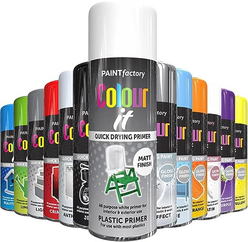 AlezyB 1x Plastic Primer All Purpose Spray Paint 400ml Professional Quality and Fantastic Finish, Interior, Exterior, Household Multipurpose Spray for Metal | Plastic | Wood | Glass