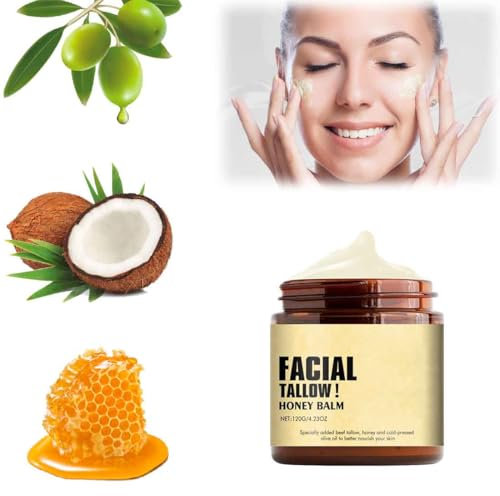 Talgbalsam Pur,Gesichtstalg-Honigbalsam,Rindertalg Honig Feuchtigkeitscreme,120g/4,23 Unzen Rindertalg Hautpflege Bio,Aufgeschlagene Feuchtigkeitscreme FüR Gesicht Und KöRper (1 Stück)