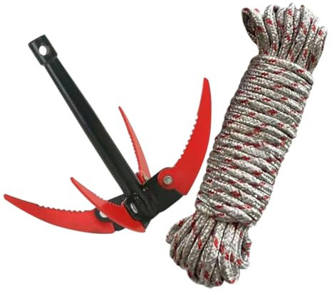 CAXUSD Râteau Pliant INOX pour Bassin Et Étang, Outil De Désherbage Aquatique 4 Dents, Usage Extérieur Jardin, Râteau Professionnel Résistant, Coupe-Herbes