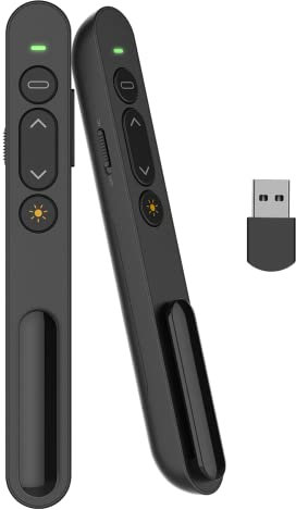 Puntero Presentaciones, Presentador de Diapositivas Remoto Mando para PowerPoint/Keynote/Hyperliens/Google Slides/PDF/MS Word para conferencias, reuniones, informes, PowerPoint, etc. Plug & Play