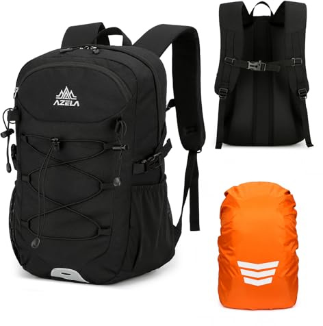 Sac à dos GES multifonction 30 L avec housse de pluie, durable pour l'école, le travail, le camping, le trekking, le cyclisme et les sports de plein air