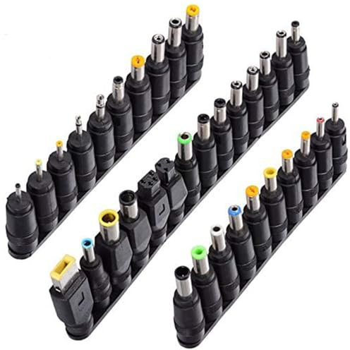 Universal laptop laddare adapter spetsar, 34 delar DC strömkontakt set, 5,5 mm x 2,1 mm hona till hane-omvandlare, kompatibel med universella bärbara datorer för strömförsörjningskontakt