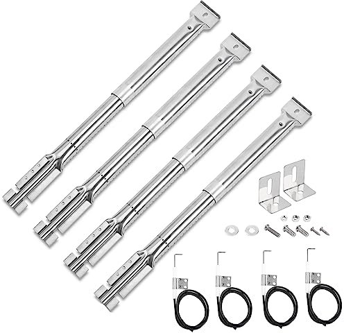 GFTIME 31 bis 42cm Universal Brenner einstellbar Ersatzteile für Tepro, Barbecook, Campingaz, Charbroil, Blooma,Verstellbarer Edelstahl Gasgrill Brenner ersatzteile zubehör, 4 Stück