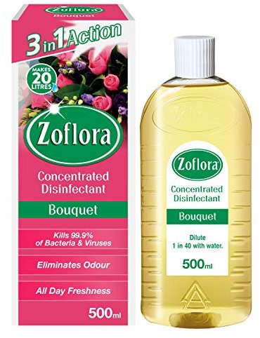 Zoflora Bouquet Concentrated Multipurpose Disinfectant Liquid,1 x 500ml, Floral Antibacterial Cleaner, Kills 99.9% of Bacteria & Viruses