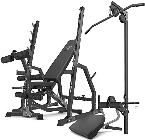 Marbo Sport Set MS36_2.0 | Banc double face + tréteaux de gym + module Preacher + presse pour jambes + station de pulldown | Made in EU