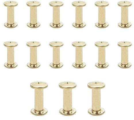 JJWNMLL 15Pcs Chicago Screw Posts,M5*15mm Rivet Chicago Binding Screws Gold | Metal Rivet Replacement Repair for Bags, Collar, Harness, Luggage, Purse, Dog Lead, Backpack, Belt