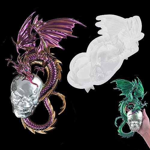 Zayookey Dragon Skull Resin Mould 3D Large Dragon Silicone Moulds Skull Resin Casting Mould Animal Epoxy Mold for DIY Wall Hanging Ornament Cake Decorating
