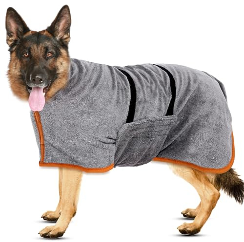 Peignoir Chien, Serviette pour Chien, avec Velcro, Super Absorbant, Peut Absorber l'eau Rapidement (Taille L)