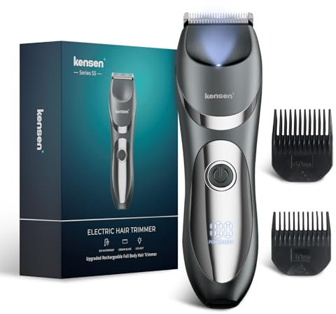 kensen Intimrasierer Mann, Rasierer Herren Intimbereich Aufladbar Typ-C Körperrasierer Herren IPX7 Wasserdicht Body Groomer Men Trimmer Herren Intimbereich mit LED-Licht Beine Brust Achselhöhle Leiste