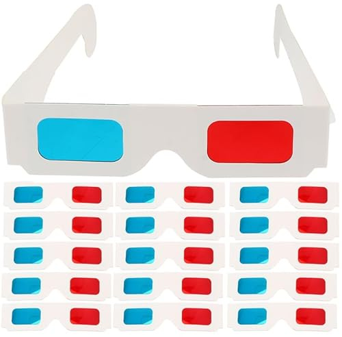 jojofuny 3D Red Blue Glasses Paper Anaglyph Cardboard Glasses Set 100Pcs Lightweight Portable for Home Cinema Movies Tv Viewing